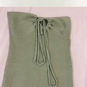 Green Ribbed Knit Tube Top
